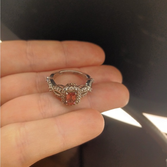 Morro Redondo Pink Tourmaline, Zircon Ring in Platinum Over Sterling Silver - Picture 6 of 7